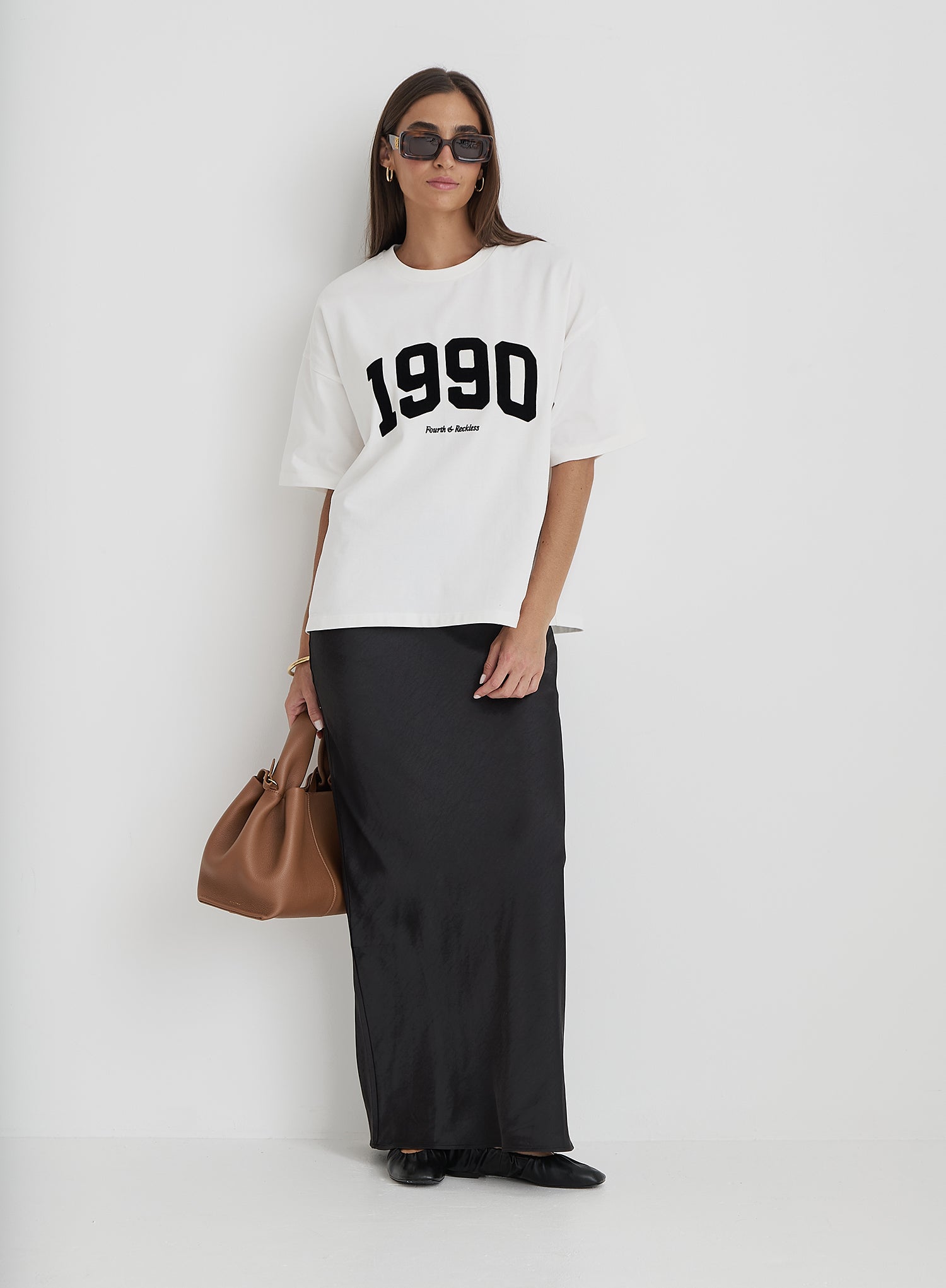White 1990 Slogan Oversized T-Shirt